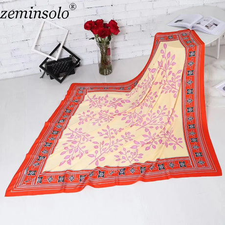 100% Twill Silk Scarf Women Print Shawl Echarpe Fourlard Femme Square Scarves For Women Hijab Bandanas Bufandas Mujer 130*130cm