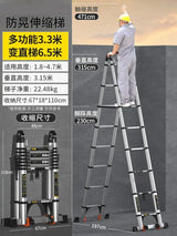 Home Kitchen Telescopic Ladder Aluminum Alloy Step Stools Multi-functional Engineering Ladder Portable Folding Straight Ladder