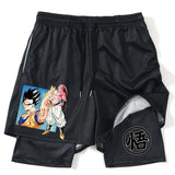 New Print Anime Shorts Men Women 2 in 1 Quick Dry Mesh Gym Shorts to Fitness Running Summer Black Performance Scanties