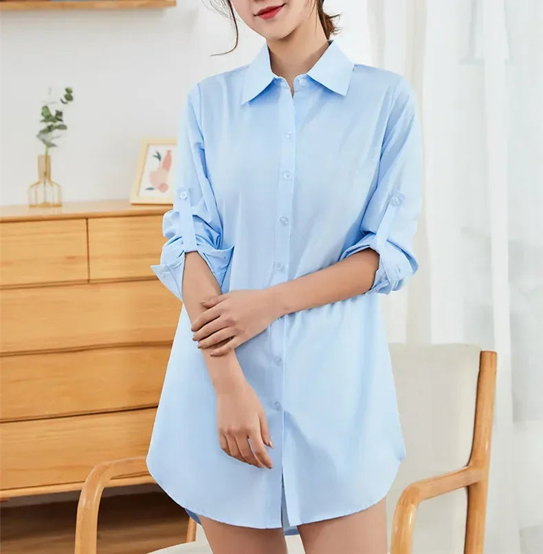 Oversize White Shirt Women Long Sleeve Shirts and Blouses Woman Pink Blouse Ladies Tops Long Shirt Woman Plus Size Women Clothes