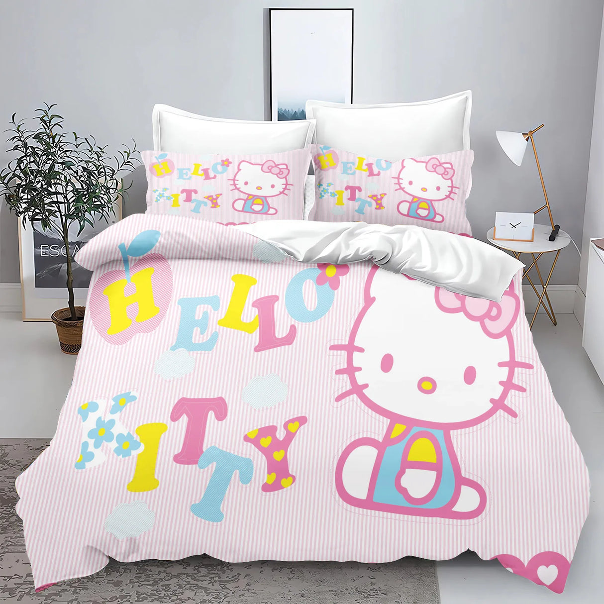 Hello Kitty With Pillowcase Bedding Set Duvet Cover Comforter Sets Universal, Suitable For Children And Adults  Home