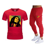 Ladies/Men's T-shirt Bob Marley Legend Reggae One Love Printed Sweatshirt Summer New Fashion Short Sleeve + Pants Suit Clothing