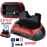 HDD Docking Station IDE Dual USB Clone Hard Drive Multi Function Reader With US Plug