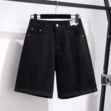 150Kg Plus Size Women's Five-Point Denim Shorts Hip 150 Summer High-Waist Loose Wide Leg Pants Blue Black 5XL 6XL 7XL 8XL 9XL