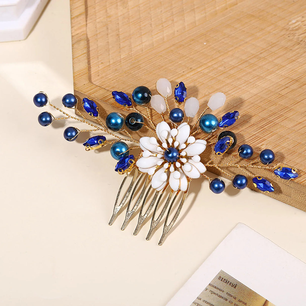 Blue Crystal Hair Comb Bride Tiaras For Women Shiny Alloy Hairpin Clip Fashion Wedding Hair Accessoreis 2023 New Tiaras Gifts