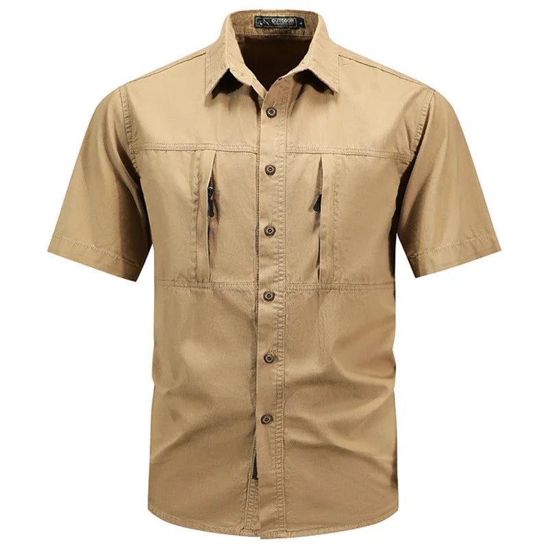 Men's Tactical Short-sleeved Shirt Summer New Outdoor Multi-pocket Quick-drying Military Cargo Shirt Hiking Fishing Work T-shirt