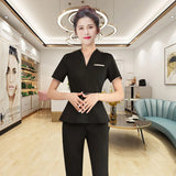 Beauty Salon Uniform Fashion Spa Masseuse Clothing Nail Technician Hotel Front Desk Work Clothes for Women Manicurists Pants Set