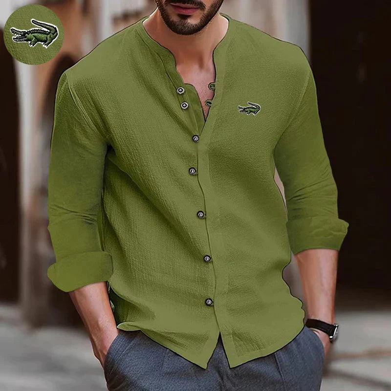 High Quality Men's Spring/Summer New Long Sleeved Cotton Linen Shirt Business Casual Loose Fitting T-Shirt Shirt Top S-2XL