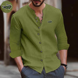 High Quality Men's Spring/Summer New Long Sleeved Cotton Linen Shirt Business Casual Loose Fitting T-Shirt Shirt Top S-2XL