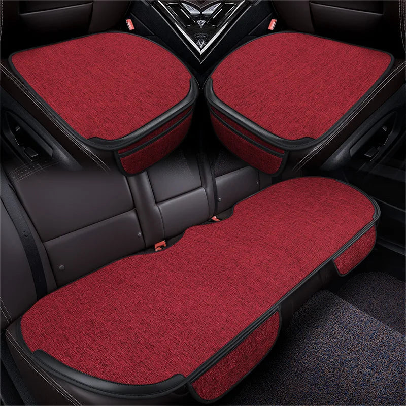 Summer Flax Car Seat Cover Front Rear Full Set Choose Auto Seat Cushion Linen Fabric Seat Pad Protector Car Interior Accessories