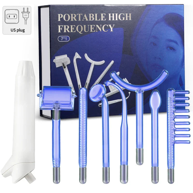 7In1 Apparatus High Frequency Facial Machine For Hair Face Electrotherapy Wand Argon Treatment Acne Skin Care