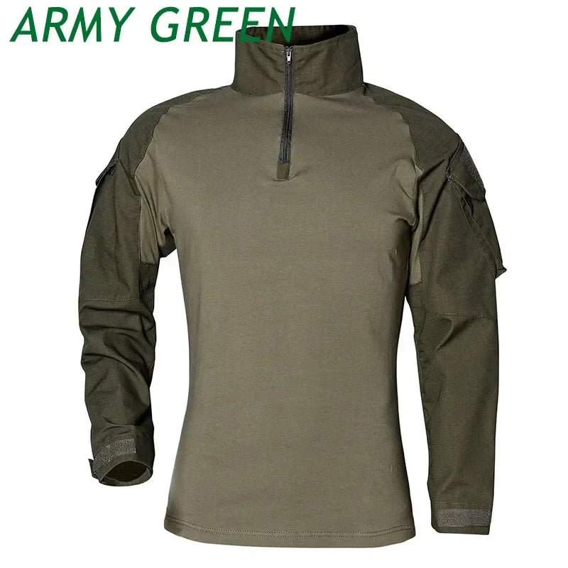 Combat Uniform Shirt Camouflage US Asian Size S-3XL Cargo Sport Tops Airsoft Paintball Tactical Men Shirts