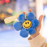 15cm Smiling Sunflower Plush Pendant Colorful Plant Flower Keyring Keychain Key Chain Stuffed Small Plushie Fashion Accessory