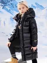 Girls Boys Down Jacket Long Ultra Thick Parkas Black Child Hooded Warm Coats Winter Clothes For Baby Padded Snowsuit XMP548