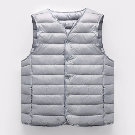 New Winter Men Down Cotton Vest Pocket Coat Sleeveless Puffer Vest Jacket Thin Warm Lightweight Down Jacket Waistcoat Unisex