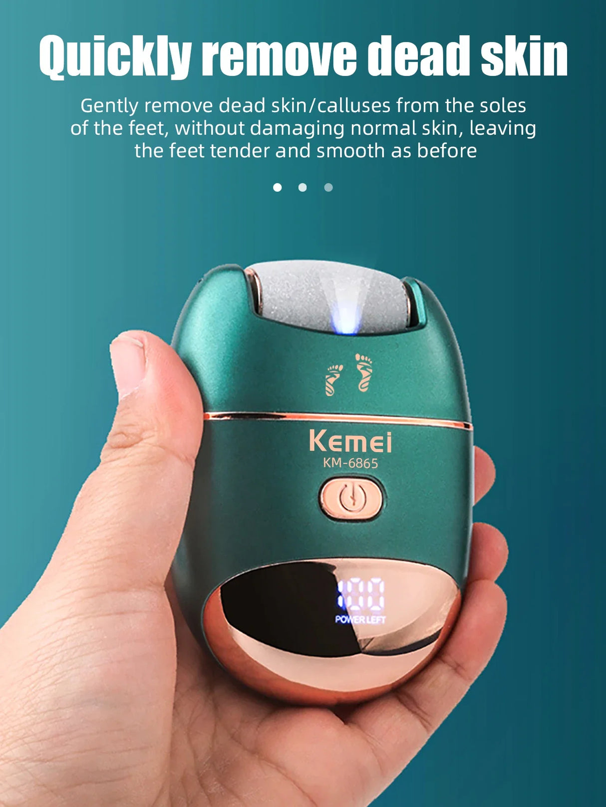 KEMEI Electric Foot Grinding Skin Hard Rupture Skin Trimmer Dead Skin Foot Pedicure Rechargeable Foot Care Tool Remover Callus