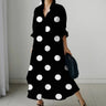 2023 Dress Summer Polka Dot Women's Small Flower Shirt Dress Bohemian Style Midi High Waist Vacation Office Fall Clothing