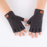 Men Winter Fingerless Gloves Half Finger Writting Office Knitted Alpaca Wool Warm Leather Label Thick Elastic Driving Gloves