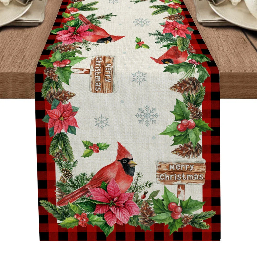 Christmas Tree Pine Needles Candy Bow Table Runner Wedding Decor Table Cover Christmas Decoration Holiday Party Tablecloth