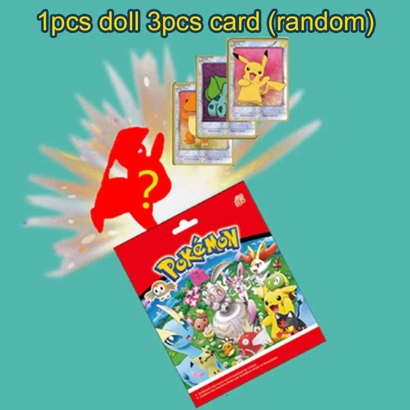 24pcs/set Pokemon Pikachu Blind Box Anime Action Figure Model Doll And Charizard Playing Cards Psyduck Toys For Children's Gift