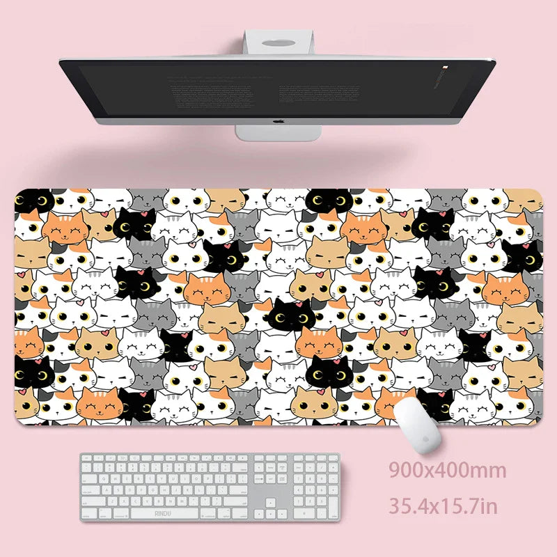 Cute Cat Large Mouse Pad 100x50cm Big Computer Pink Mousepads Gaming Mousepad Big Keyboard Mat Gamer Mouse Pads Desk Mats