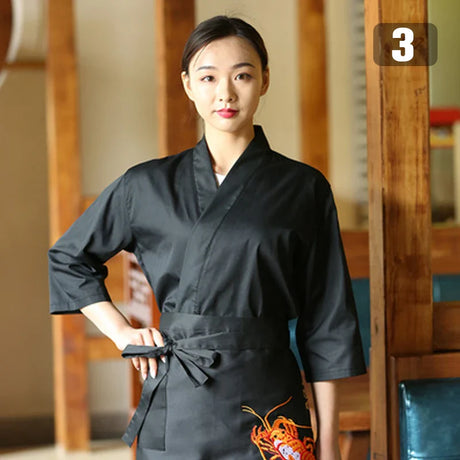 Unisex Japanese Korea Style Cook Uniform Shirts Kimono Waiter Work Wear Tops Chef Sushi Restaurant Overalls Waiter Work Jackets