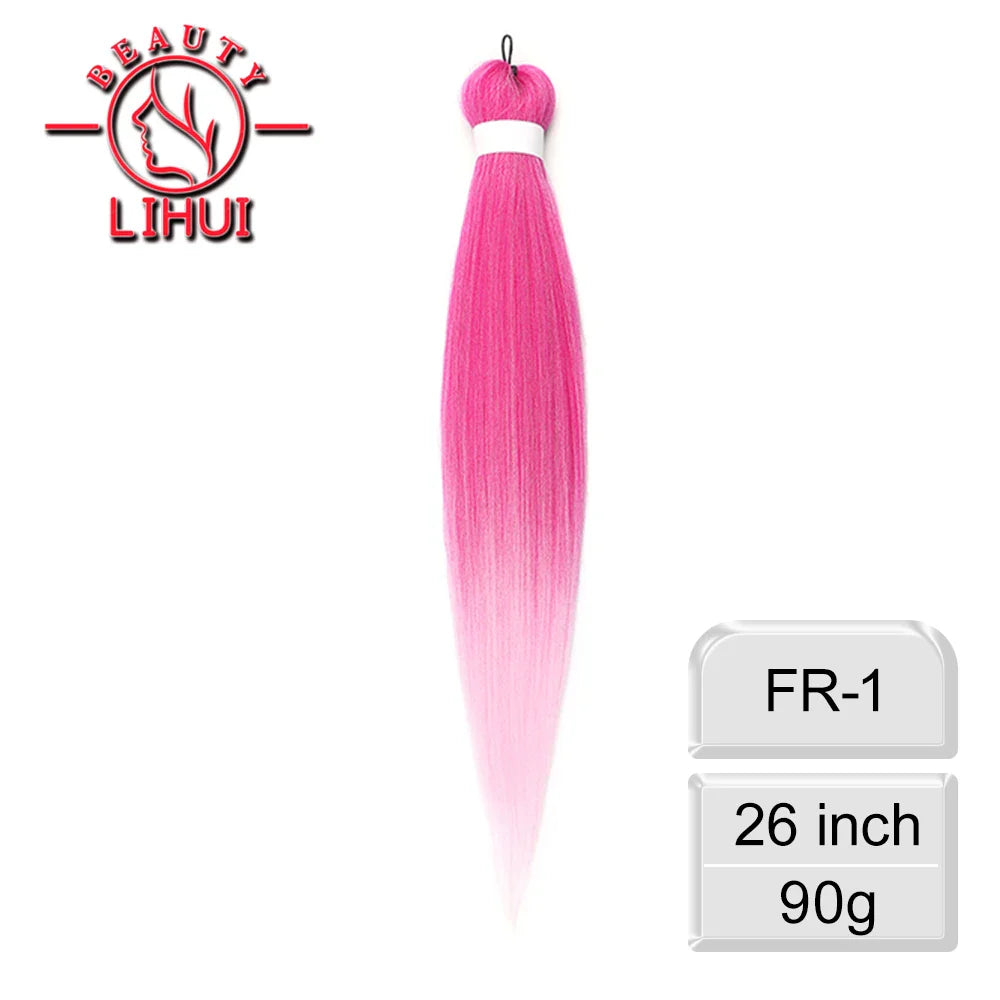 Braiding Hair Pre-stretched Synthetic Jumbo Braiding Hair Extensions 26Inch 90G Red Pink Kanekalon Hair for Afro Crochet Braids