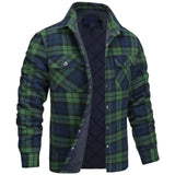 Autumn Winter Fashion Men's Coat Long Sleeve Lapel Plaid Thick Shirt Men's Jacket