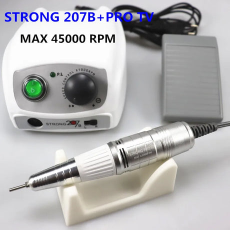 Strong 207b 65W Control Box 45000Rpm Nail Drill Bits Nails Tools Handpiece Nail File Equipment Manicure Machine Nail File Set