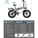 Electric Bike Folding for Adults,200W Peak Motor 48V 15AH/720WH Battery 30MPH 60 Miles Range,20'' x 4 Fat Tire Ebikes for Adults