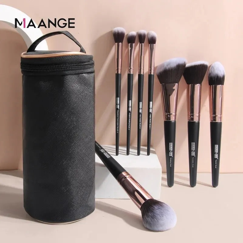 MAANGE Makeup Brush Set 18pcs Foundation Powder Concealers Eyeshadow Blush Makeup Brushes with Bag Travel Cosmetic Beauty Tools