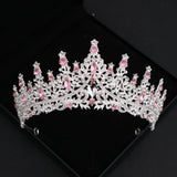 Pink Crystal Tiaras And Crowns Rhinestone Prom Diadem Crown For Women Bridal Wedding Hair Accessories Jewelry Crown Tiara Gift