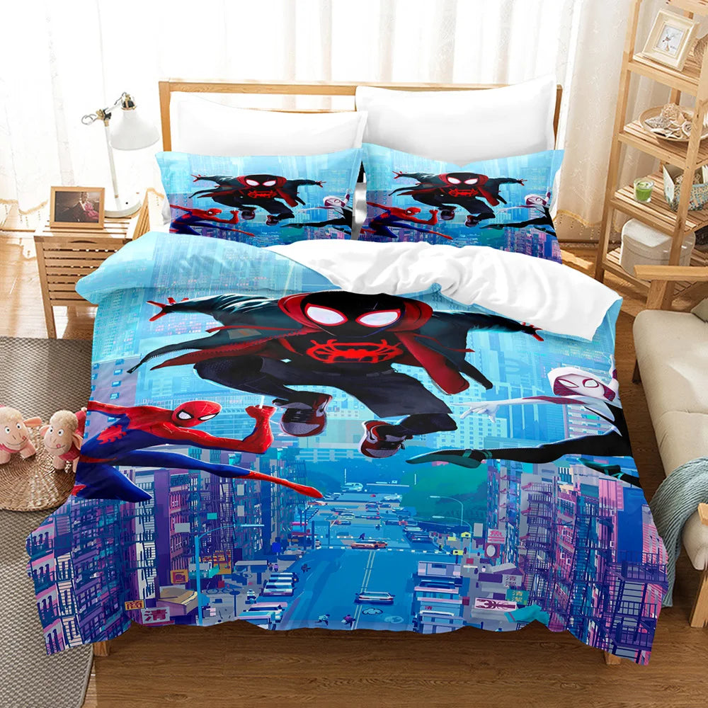 Disney Marvel Cartoon Bedding Set Quilt Spiderman Duvet Cover Comforter Bedclothes Children Kid Boy Bed Birthday Gift