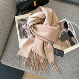 High-quality Australian Wool 100% Solid Color Women's Scarves Autumn and Winter Warm Men's Cashmere Shawl Wrap