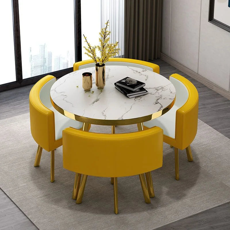 Luxury Reception Negotiation Table and 4 Chairs Round Table Office Conference Shop Visitor Desk Home Dining Tables Kitchen Mesa