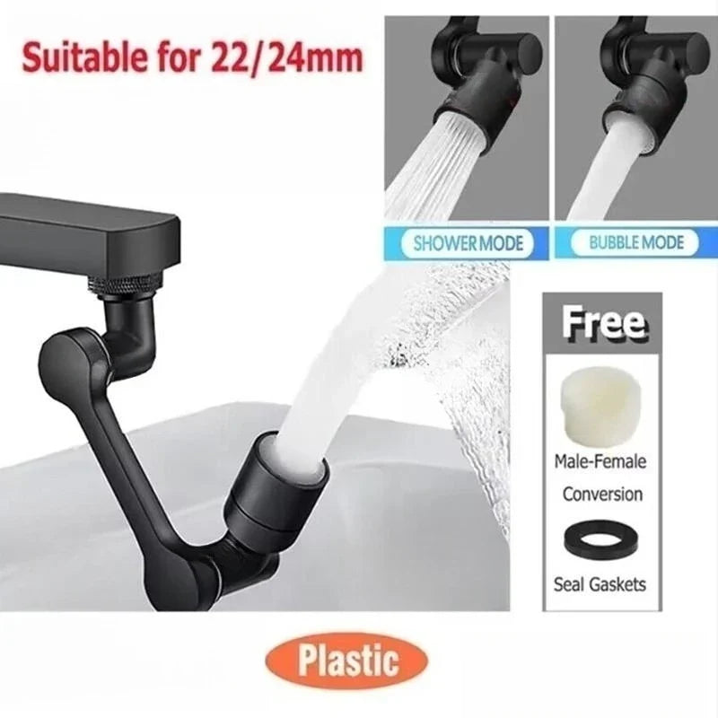 Multifunction 1080° Rotary Extender Faucet Aerator Robotic Arm Plastic Splash for Sink Kitchen Washbasin Faucets Bubbler Nozzle