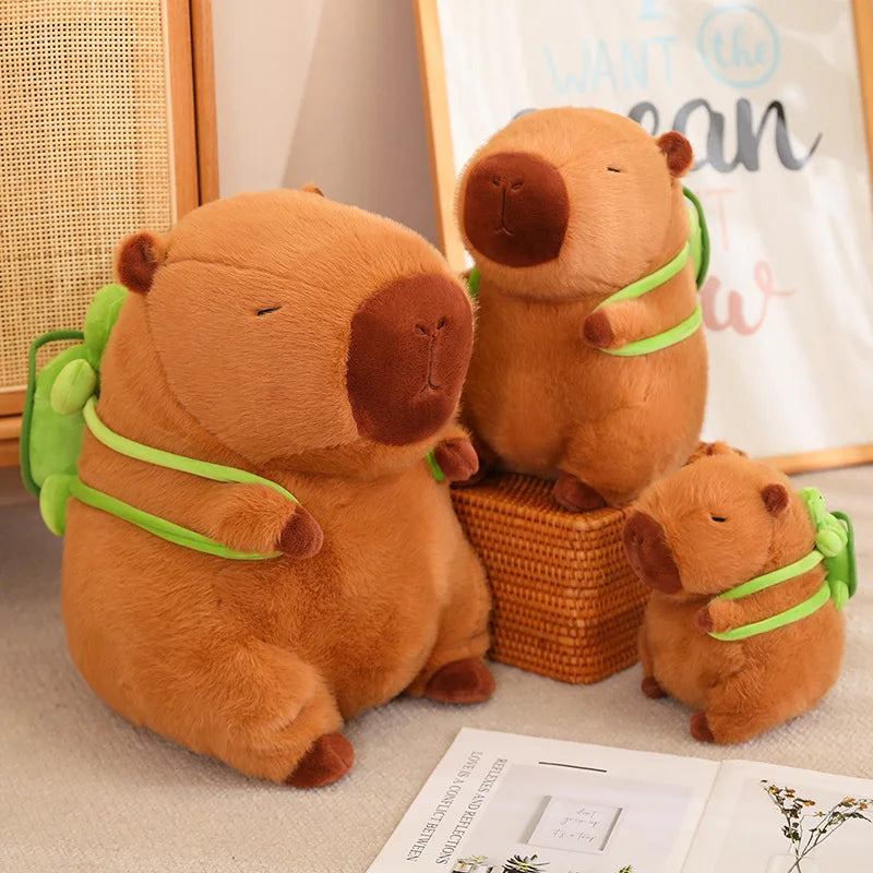 Cute Fully Filled Capybara Plush Animal With Turtle Tortoise Backpack Toys For Baby Appease Sleeping Pillow Christmas Nice Gift