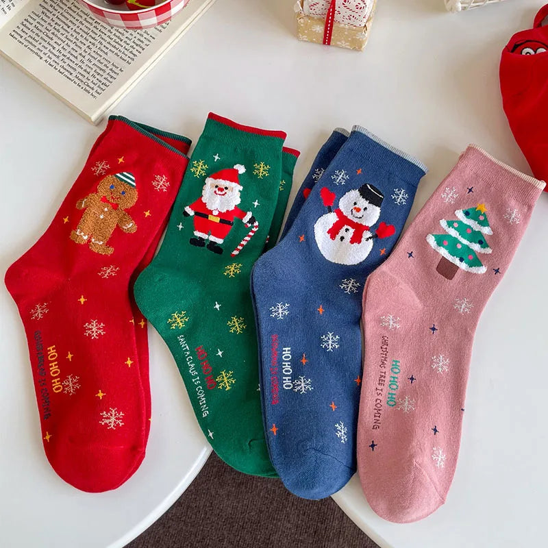 4 Pairs/Lot Children Girls Socks Christmas Socks For Kids Cotton 2-12Years Comfortable Toddler Leg Warmers Boys Long Socks