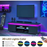 TV Stand with Power Outlet & LED Lights, Modern Entertainment Center for 32-65 Inchs TVs, TV Table, Gaming LED TV Media stand