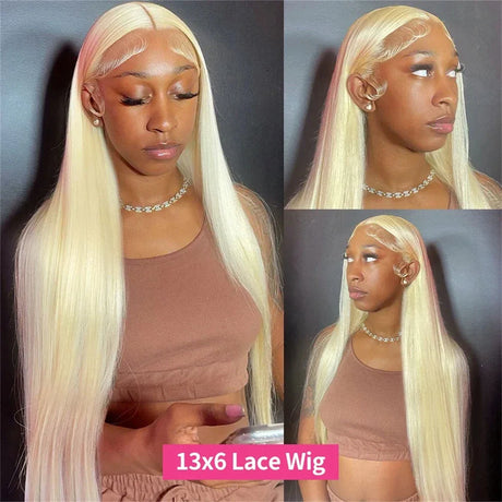 13x6 HD Transparent 613 Blonde Lace Frontal Human Hair Wigs Honey Colored Wig Brazilian Bone Straight 13x4 Lace Front Wig 36inch