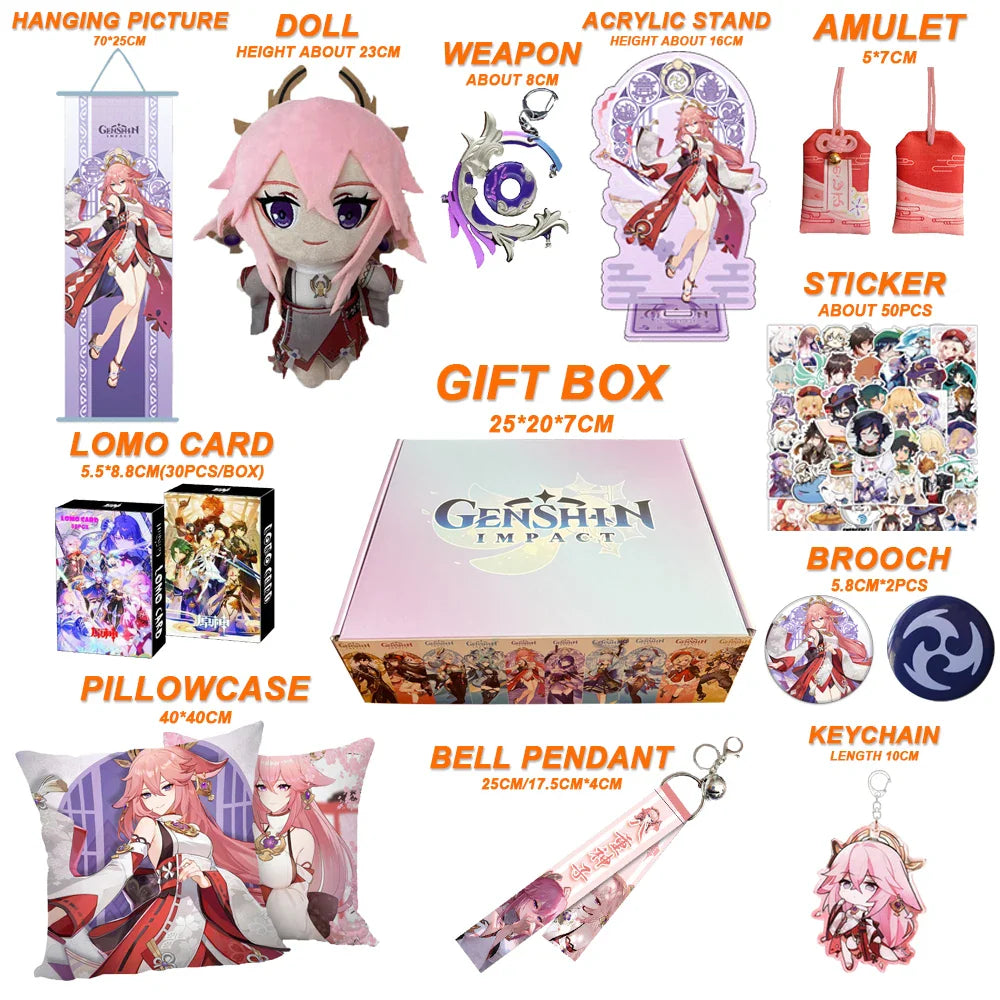 Genshin Impact Xianyun Navia Fontaine Furina Neuvillette Wriothesley Focalors Baizhu Kaveh Gift Box Include Keychain Doll Pillow