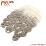 FASHION IDOL Lena Hair Synthetic Deep Wave Braiding Hair Extensions 24 Inch Water Wave Crochet Braid Hair Ombre Blonde Fake Hair