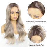 Ash Blonde Synthetic Lace Front Wigs for Women Body Wave Colored Lace Wig Heat Resistant Dark Roots Cosplay 13x3 Glueless Wig