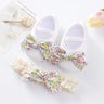 0~18M Cute Bowknot Newborn Baby Shoes Headband Set Anti Slip Toddler Infant First Walker Baby Girls Newborn Soft Sole Pink Shoes