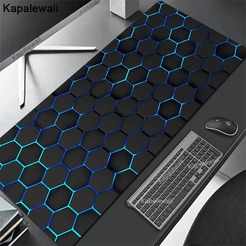 Gaming Mousepads Geometric Black Mousepad XXL Large Mouse Mat Big Desk Pads Non-Slip Stitched Mouse Pad PC Gamer Keyboard Mats