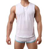 Mens Tank Tops Sleeveless Cotton Summer Vest Loose Gym Fitness Tops Casual Undershirts Boxers Shorts Underwear Mens Clothes Set