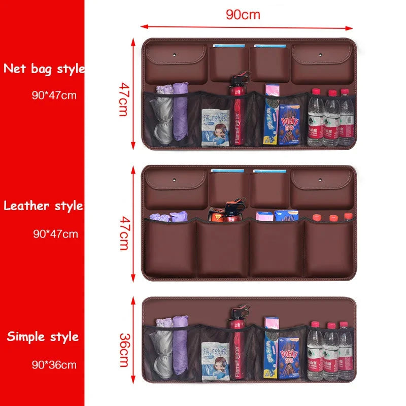 PU Leather Car Rear Seat Back Storage Bag High Quality Car Trunk Organizer Auto Stowing Tidying Interior Accessories Universal