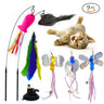 Interactive Cat Toy Handfree Cat Stick Playing Kitten Playing Teaser Wand Toy Suction Cup Bird/Feather Cat Wand Toys Set