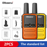 Btoera 2 Pcs Mini Walkie Talkie PMR 446 Portable Two-way Radio Ht PTT Walkie-talkies 5W 16CH UHF 400-470MHz Portable Radio for