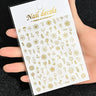 3D Gold Sun/Moon/Star Bronzing Nail Art Sticker 8*10cm Laser Star Moon Design Nail Decal Gold Silver Self-Adhesive Slider &*&